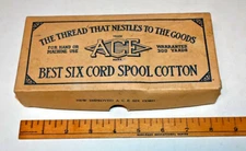 Vintage ACE Brand Best Six Cord Spool Cotton White Empty Box