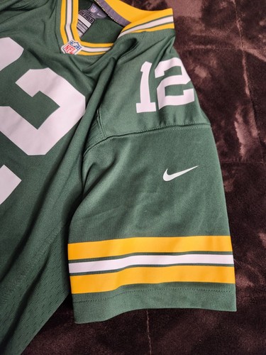 Aaron Rodgers Green Bay Packers Nike Football Jersey #12 Boys Sz XL Green Yellow - Picture 5 of 10