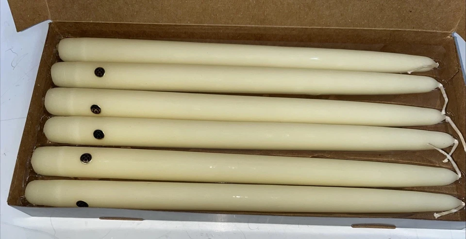 Partylite 象牙色 12 英寸 晚餐锥形蜡烛 6 件套 Off-White 原装盒 — 第 3/4 张图片