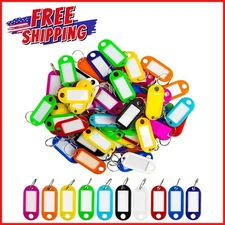 60-PACK PLASTIC KEY RING TAGS Label Window ID Tag Name Labels Keychain 10 Colors