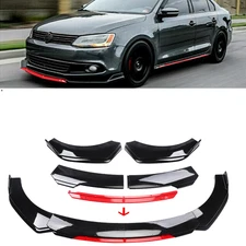 Front Bumper Lip Spoiler Splitter Body Kit Glossy Black Red For VW Jetta MK6 MK7