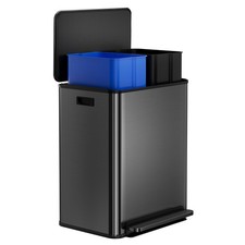 60 L/16 gal Kitchen Trash Can,2 8 gal Pedal Trash Bin with Removable Baskets,...