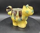 Whimsical Yellow & Brown Ceramic Planter or Pen & Eyeglasses Holder Grumpy Cat — photo 3