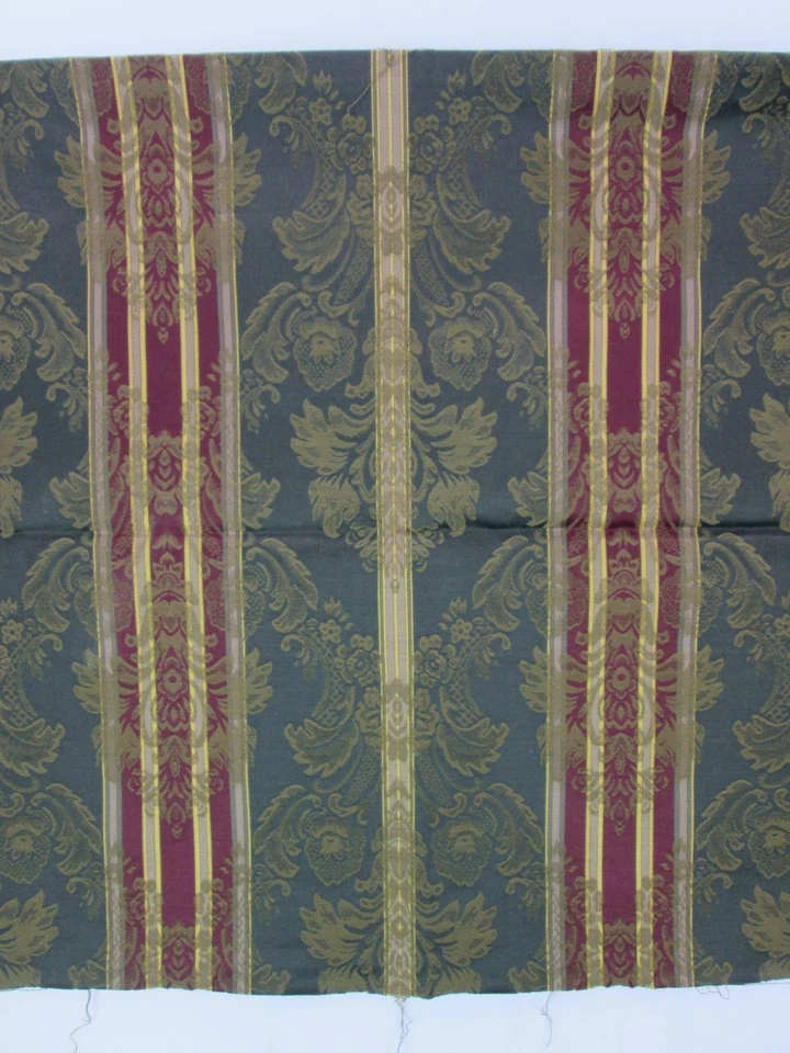 Croscill Majestic Цветочный Дамаск Полосатая Ткань Зеленое Золото Красная Обивка Домашний Дек - Изображение 2 из 4