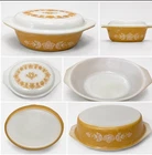 Vintage Pyrex 043 Butterfly Gold 1.5 Qt Oval Casserole Dish w Lid
