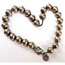 Vintage 8" Silver Ball Bracelet Chain Lobster Clasp Marked TVO 925   24.5 Grams