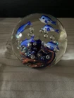 Vintage MURANO Style Glass AQUARIUM Ocean Reef Dolphins Swimming Paperweight