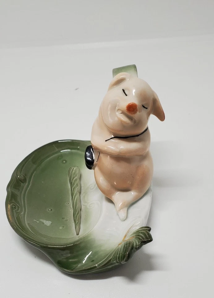 Vintage Pig With Purse Change Holder Trinket Holder Ceramic - Image 2 of 4
