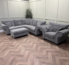 Grey - Sofa Club Windsor Corner Sofa, Armchair & Footstool - Delivery Available