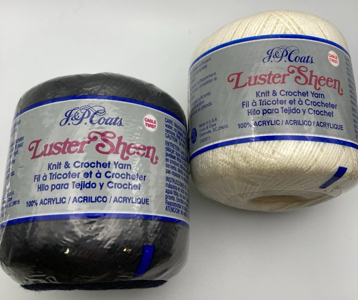 Luster Sheen Knit & Crochet Acrylic Yarn Cable Twist Colors Vanilla & Black  | eBay