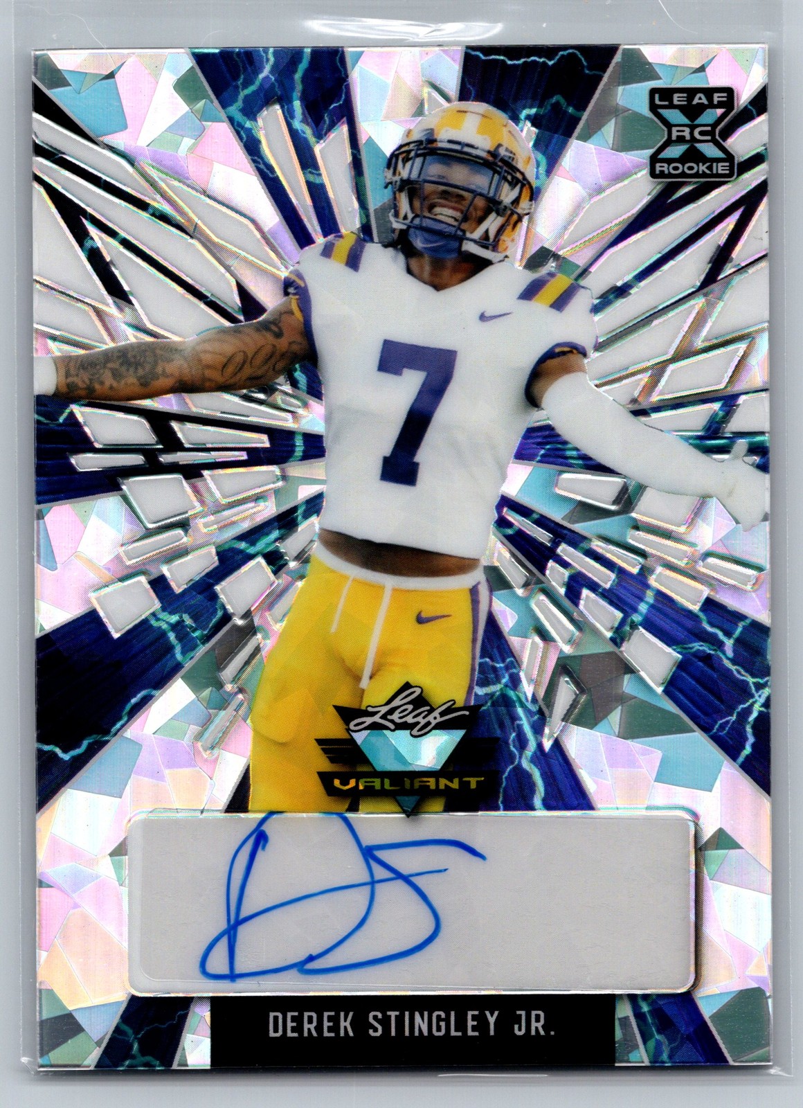 2022 Leaf Valiant #BA-DS1 Derek Stingley Jr. Lightning Auto Crystal #/4 RC
