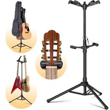 CAHAYA Double Guitar Stand Floor Holds Two Instruments Universal Multi Holder