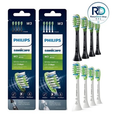 4/8er Pack Philips W3 Sonicare Bürstenkopfe  Schwarz/Weiß HX9064 für C3 C1 W2 DE