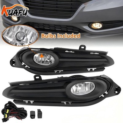Pair Clear Fog Lights Bumper Lamps+Bezel+Switch Fits 2016-2018 Honda HR-V HRV