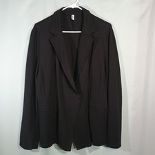 Women's Black Blazer Jacket Open Front Single Button Work Office Career Jacket