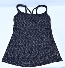 Prana Women's Black White Strappy Back Tank Top With Built-In Bra Size Small