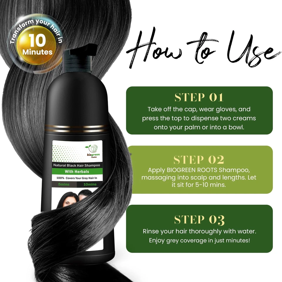 Champú para cabello a base de hierbas sin amoníaco y parabenos BIOGREEN ROOTS - tinte para el cabello Sha... Foto 4 de 4