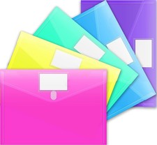 Durable Assorted Color File Folders - 5 Pack Transparent Document Organizers
