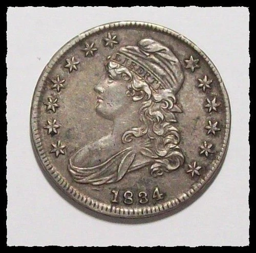1834 Small Date CAPPED BUST HALF DOLLAR Eye Appeal Original Sharp XF+/AU #18D78