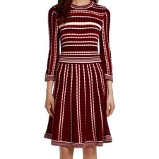 Kate Spade Sweater Dress Womens S Burgundy good Cashmere Blend Striped NJMU7830