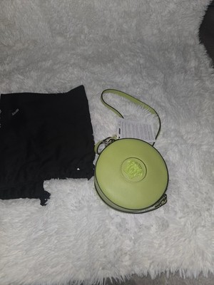 Authentic Versace La Medusa Citron/Green Leather Disco Round Crossbody Bag