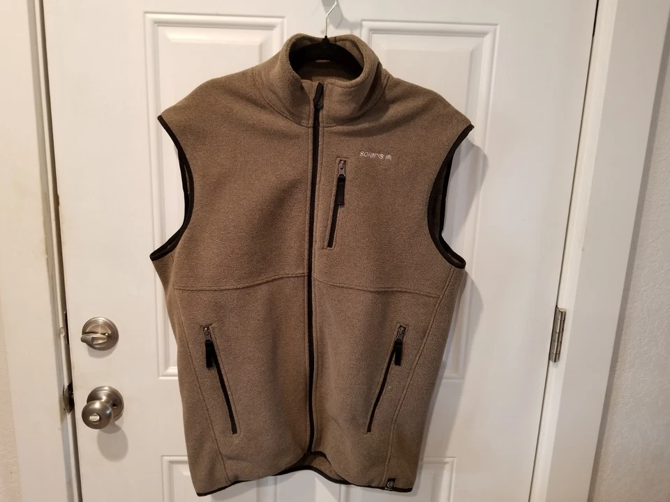 Men's Solaris Brown Fleece Vest Full Zip 3 Pocket Soft Outdoor Layer sz L - Image 3 of 4