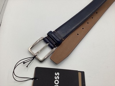 Boss Lars ST 100 % RINDSLEDER GÜRTEL NEU MIT ETIKETT 100 % Original GRÖSSE 100 cm Anzug 36  BLAU
