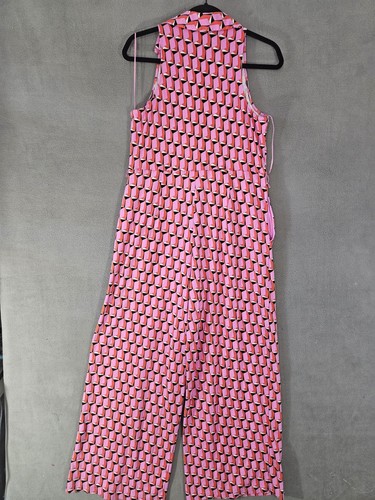 Tuta Diane Von Furstenberg rosa geometrica senza maniche taglia Large L Boho - Foto 12 di 12