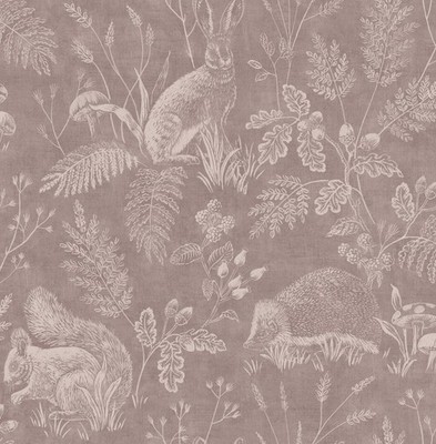 M1803_Ashdown Woodland animals toile Sage Green off white Fine Decor Wallpaper