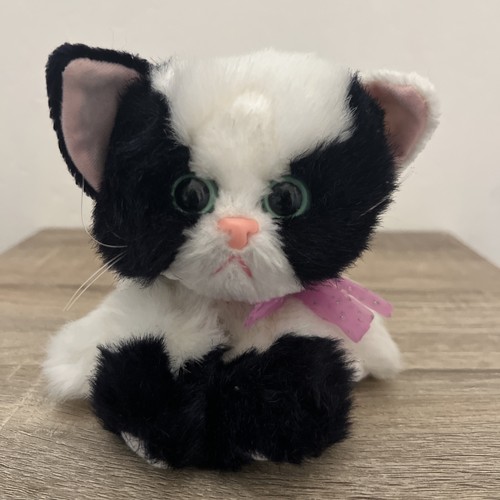 Tyco Kitty Kitty Kittens Vintage Purring Cat 1992 White Black Tuxedo Plush 9”