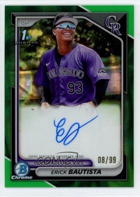 2024 Bowman HTA Green Lava Refractor 8/99 Erick Bautista #CPA-EB Auto 1p9e
