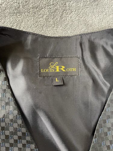 Louis Roth Dress Vest Mens Large Black Blue Formal Vest - Picture 5 of 14