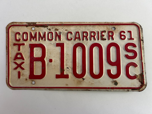 1961 South Carolina License Plate Taxi Common Carrier Unused w/ Heavy Shelf Wear
