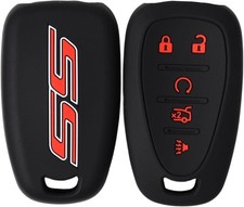 SS Silicone Key Fob Cover Case Protector with SS Emblem Badge Trim Decal for Che