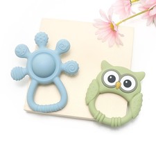 Baby Teether and Rattle Toy Set, BPA-Free, Food-Grade Silicone Teether Set