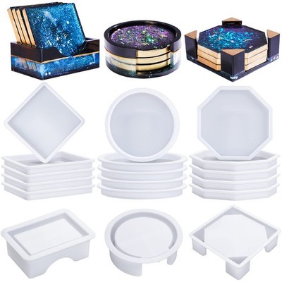 LET'S RESIN 18 Pcs Coaster Resin Molds Silicone, 18pcs, 18pcs 