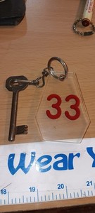 Vintage Hotel Room Skeleton Key And Tag