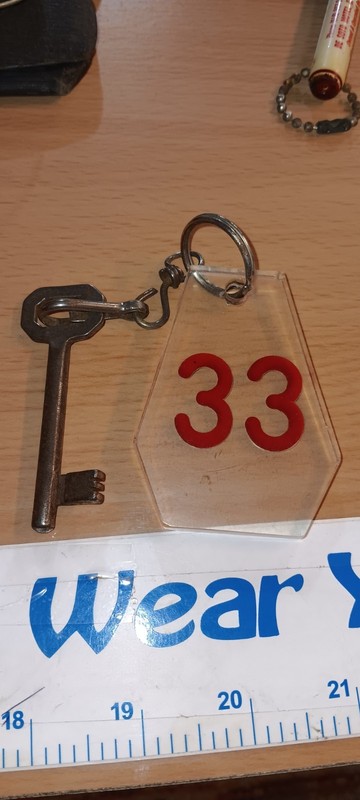 Vintage Hotel Room Skeleton Key And Tag