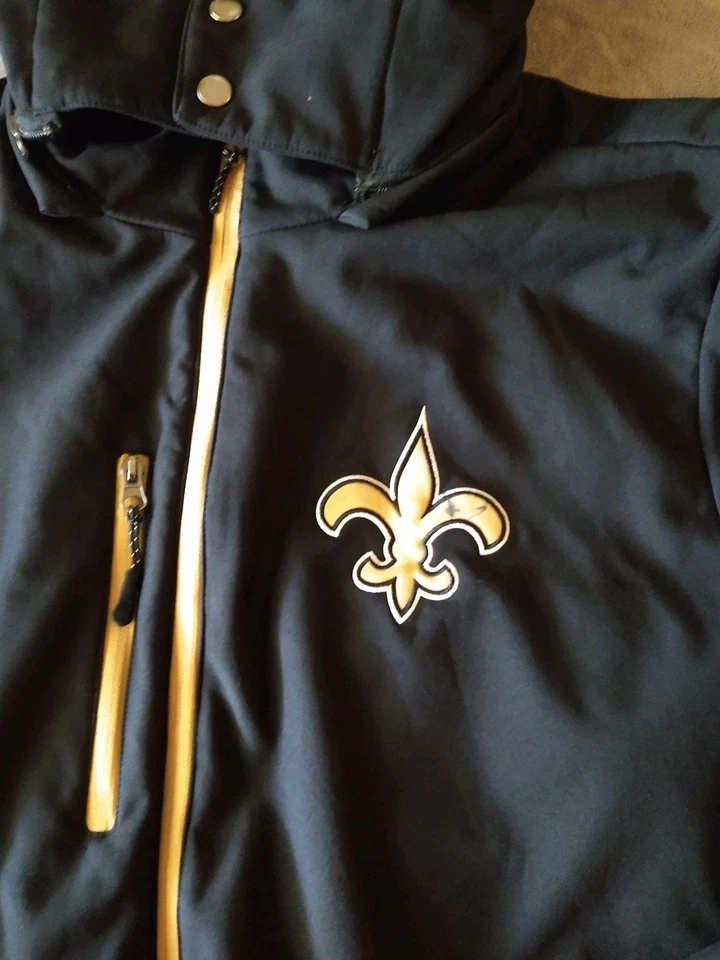 Chaqueta para hombre New Orleans Saints XL negra caparazón blando NFL negra con capucha cremallera completa Foto 4 de 4