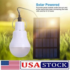 Solar Panel Powered 15W LED Lights Bulb Light Tent Lamp Yard Camping Out/Indoor