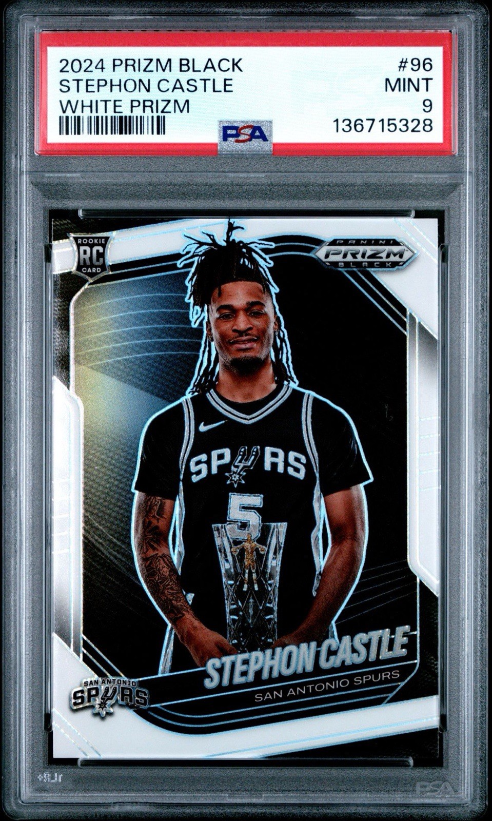 2024 Panini Prizm Black - Stephon Castle #96 White Prizm /175 Rookie (RC) PSA 9 view 1