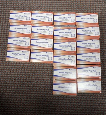New Alcohol Prep Pads Sterile Medium - Case of 20 Boxes x 100 Count Boxes