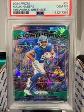 2024 PANINI PRIZM FIREWORKS GREEN WAVE #21 MALIK NABERS ROOKIE RC PSA 10