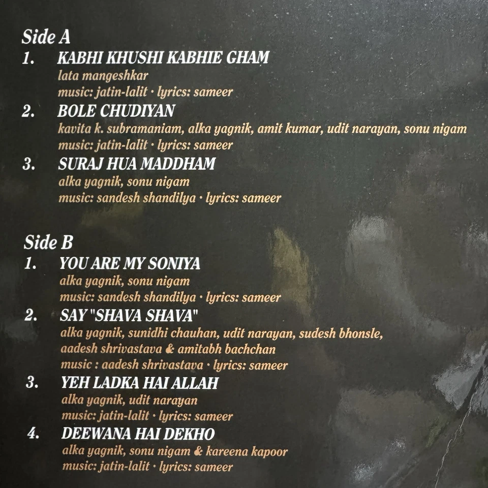 Kabhi Khushi Kabhie Gham Vinyl LP Record Bollywood Rare Hindi Film Ost Indian EX - Image 3 of 4