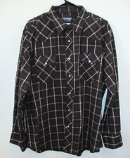Wrangler Western Pearl Snap Shirt Mens XL Black Red Plaid Long Sleeve Country