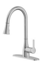 FLOW Single-Handle Kitchen Sink Faucet High-Arc Brushed Nickel With Deck Plate