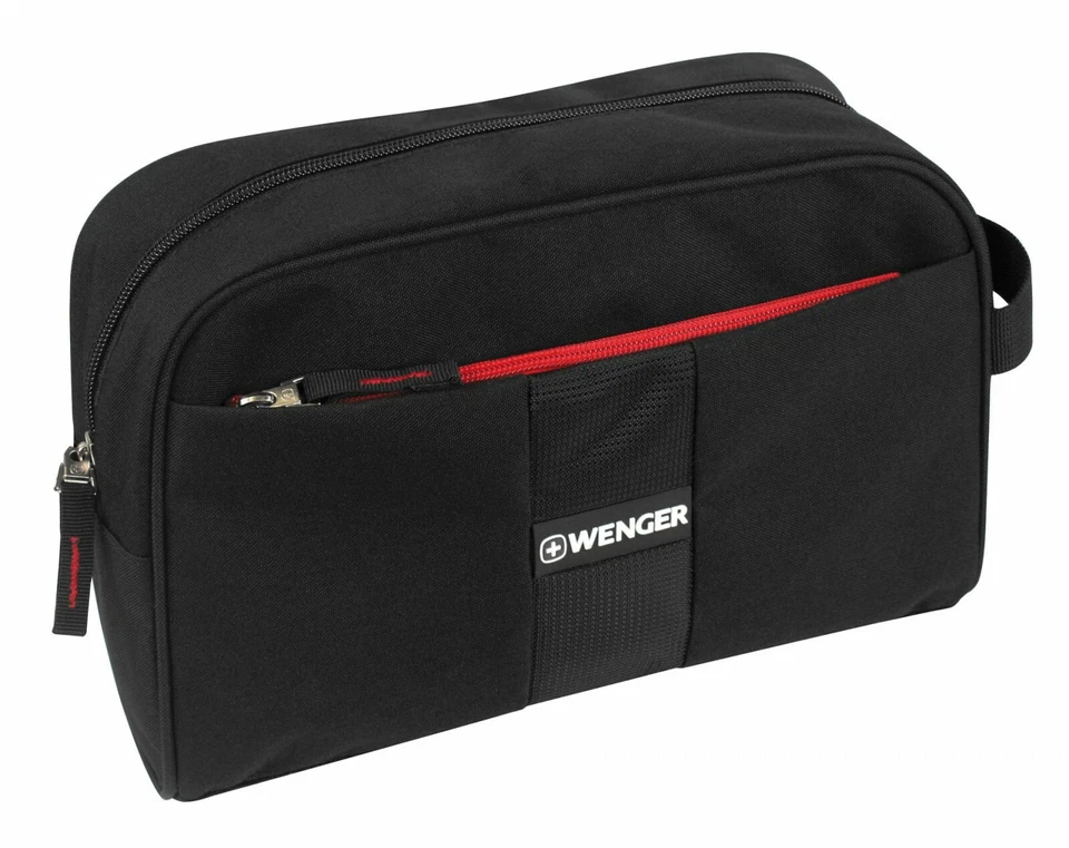 WENGER Large Cosmetic Bag Kulturbeutel Black schwarz rot Neu