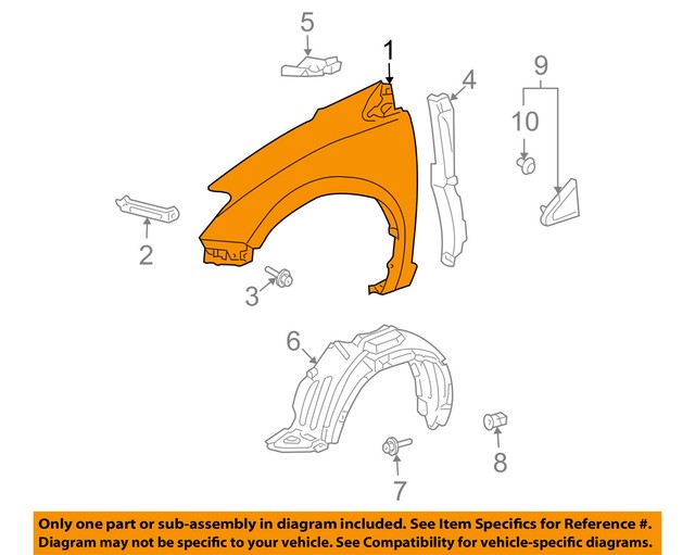 Local Pickup Fender Front Right Fits Toyota Sienna 2004-2010 TO1241202