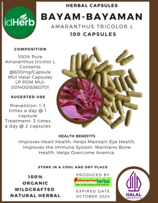 CAPSULE Amaranthus Tricolor L Red Spinach Natural 100%Organic Herbal Fresh Herbs