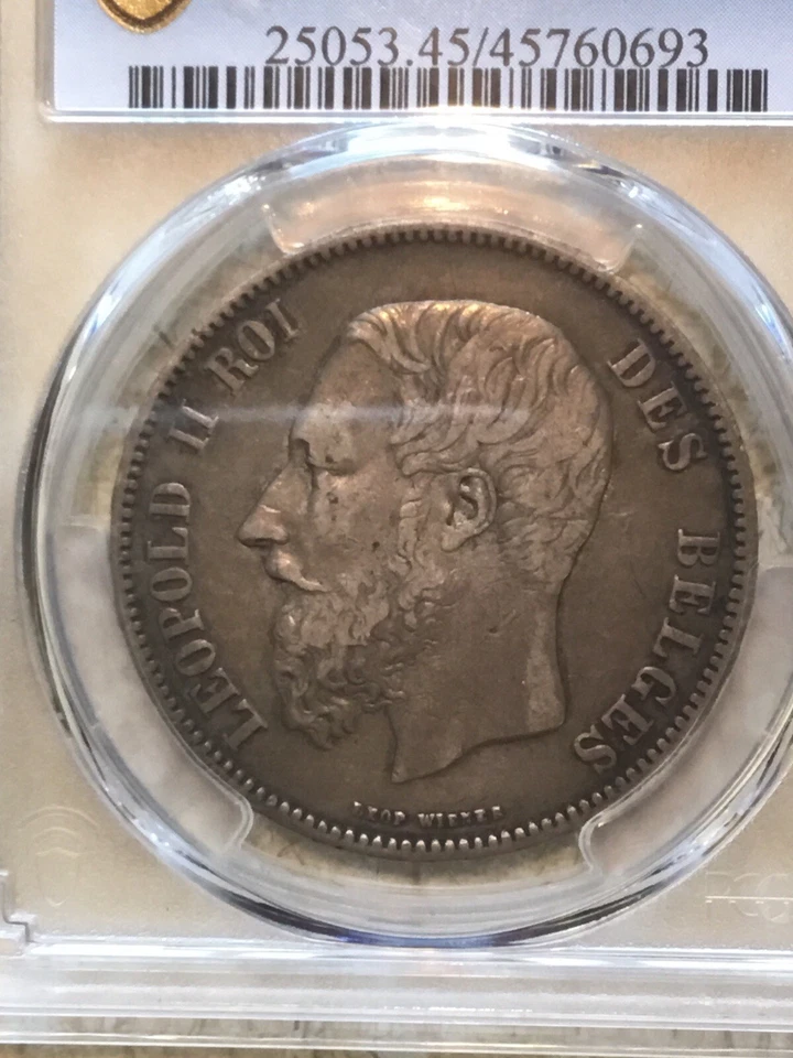 RARE 1869 Belgium 5 Francs Silver PCGS XF 45 Great Details Coin Rare Condition - Image 2 of 4